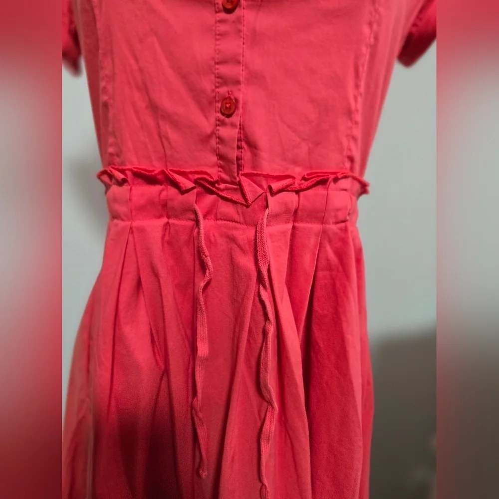 Elegant Coral Button-Up Dress - Picture 2 of 9
